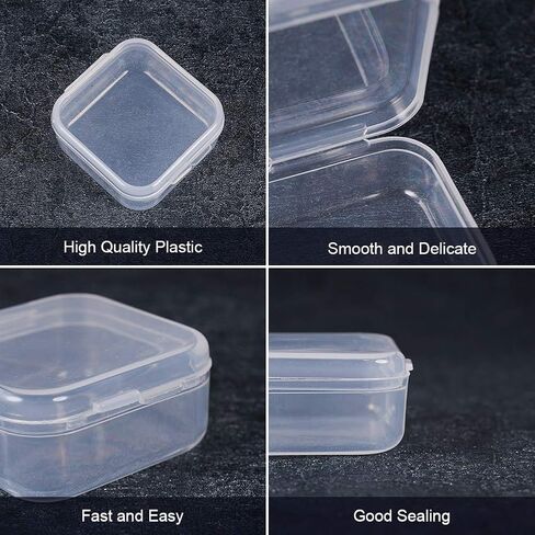 BENECREAT 12 Pack 3.5x2.4x1.2 Inches Rectangular Clear Plastic Bead Storage Box with Lid for Small Items and Crafts in Kuwait