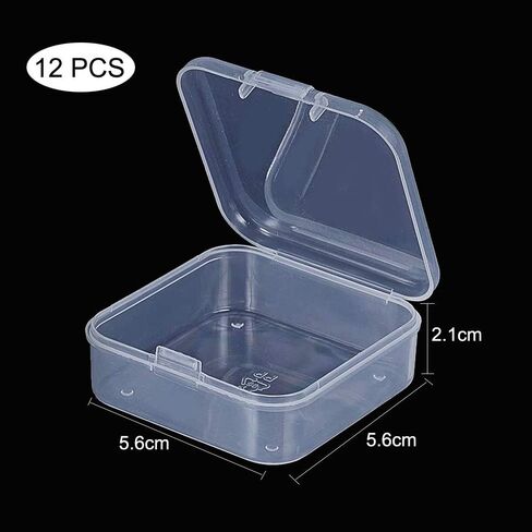 Duo&Gole 12 قطعة من حاويات تخزين الخرز البلاستيكي الشفاف مع أغطية قابلة للطي للعناصر حبوب منع الحمل نتائج المجوهرات حبة صغيرة (2.2 × 2.2 × 0.82 بوصة) in Kuwait