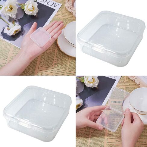 Duo&Gole 12 قطعة من حاويات تخزين الخرز البلاستيكي الشفاف مع أغطية قابلة للطي للعناصر حبوب منع الحمل نتائج المجوهرات حبة صغيرة (2.2 × 2.2 × 0.82 بوصة) in Kuwait