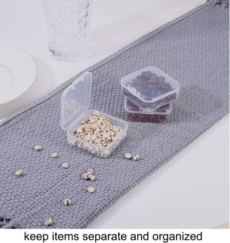 Duo&Gole 12 قطعة من حاويات تخزين الخرز البلاستيكي الشفاف مع أغطية قابلة للطي للعناصر حبوب منع الحمل نتائج المجوهرات حبة صغيرة (2.2 × 2.2 × 0.82 بوصة) in Kuwait