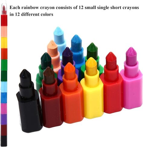 MeiMeiDa 24 Pieces Stacking Crayons for Kids Party Favors Colorful Stackable Buildable Crayon Set - Fun Rainbow Crayons for Art Paint Party, Goodie Bag Filler, Prizes in Kuwait