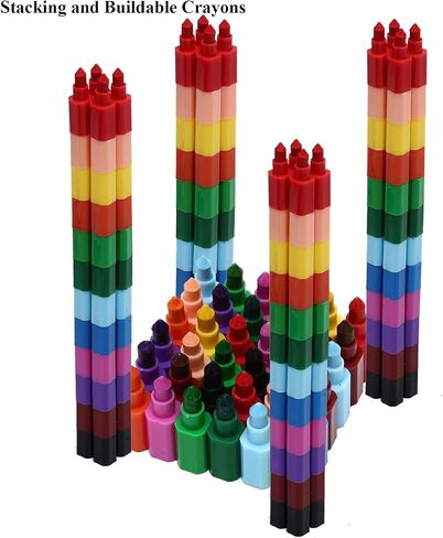 MeiMeiDa 24 Pieces Stacking Crayons for Kids Party Favors Colorful Stackable Buildable Crayon Set - Fun Rainbow Crayons for Art Paint Party, Goodie Bag Filler, Prizes in Kuwait