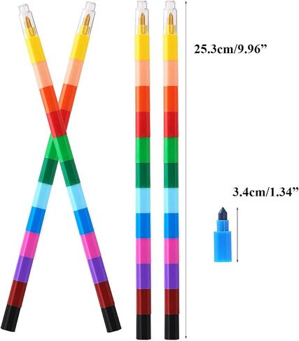 MeiMeiDa 24 Pieces Stacking Crayons for Kids Party Favors Colorful Stackable Buildable Crayon Set - Fun Rainbow Crayons for Art Paint Party, Goodie Bag Filler, Prizes in Kuwait
