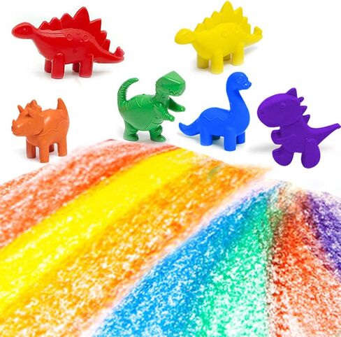 6 PC DINOSAUR SHAPE CRAYONS, DINOSAUR PARTY FAVORS, CRAYONS FOR KIDS AGES 2-4 4-8, NON-TOXIC BIG TODDLER CRAYONS, GIRL BOY DINOSAUR SCHOOL SUPPLIES, DINO CRAFT GIFT, BIRTHDAY DECORATIONS, MINI FIGURES in Kuwait