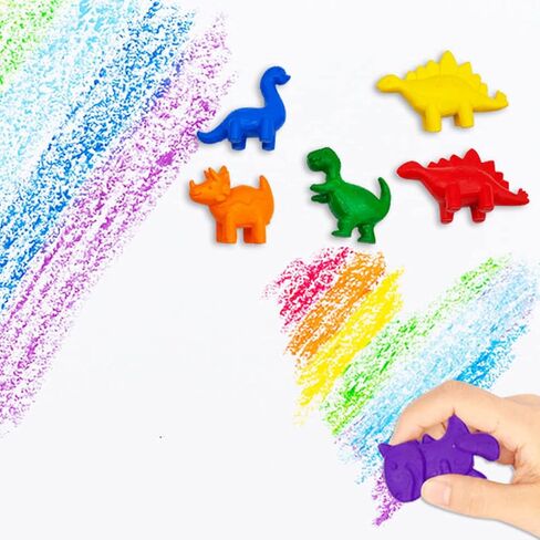 6 PC DINOSAUR SHAPE CRAYONS, DINOSAUR PARTY FAVORS, CRAYONS FOR KIDS AGES 2-4 4-8, NON-TOXIC BIG TODDLER CRAYONS, GIRL BOY DINOSAUR SCHOOL SUPPLIES, DINO CRAFT GIFT, BIRTHDAY DECORATIONS, MINI FIGURES in Kuwait