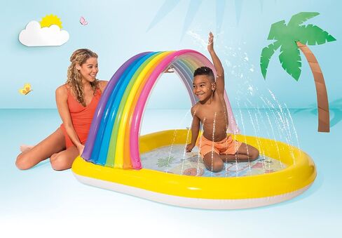 Intex 57156EP 22-Gallon Inflatable Outdoor Rainbow Arch Kids Spray Swimming Pool for Toddlers Ages 2 & Up in Saudi Arabia