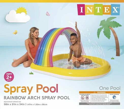 Intex 57156EP 22-Gallon Inflatable Outdoor Rainbow Arch Kids Spray Swimming Pool for Toddlers Ages 2 & Up in Saudi Arabia