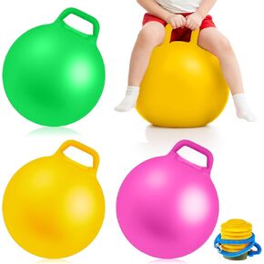 Lewtemi 3 Pcs 18 Inch Hopper Ball Large Jumping Bouncy Balls with Handles Kids Round Jumping Ball with Air Pump Bouncing Balls Hopping Toys for 3 to 6 Years Children Boy Girl in Saudi Arabia