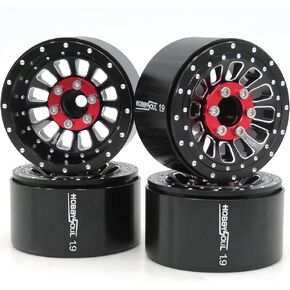 hobbysoul RC 1.9 Beadlock Wheels Adjustable 4 Negative Offsets Rims Wide 31mm for 1/10 Crawler Traxxas TRX-4 Tamiay CC01 Axial SCX10 Redcat Gen8, (4-Pack)