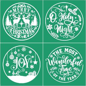 JAJADO Self Adhesive Christmas Silk Screen Stencils 9 Pcs, Winter Holiday Xmas Screen Print Transfers Chalk Mesh Stencils for Painting on Wood, Fabric, Glass, Pillow, Card, DIY Christmas Decoratio in Saudi Arabia