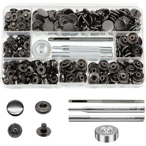 80 Sets Leather Snap Fasteners Kit, BetterJonny 15mm Metal Snap Buttons Heavy Duty Press Studs with 4 Setter Tools for Clothes Bracelet Jackets Jeans 4 Color
