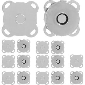 BokWin 16 Pcs Magnetic Snaps for Purses Plum Magnetic Buttons,15mm Sew On Magnetic Snaps for Handbags Clothes Craft(Silver)