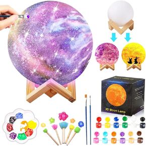 kykake Paint Your Own Moon Art Kit, Halloween Gifts DIY Space Toys Lava Art Kit with Plastic Stand, Art Gifts for Teens Girls Boys, Arts and Crafts Kit for Kids Ages 3 4 5 6 7 8 9 10 11 12+