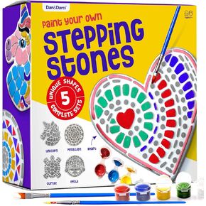 Stepping Stone Painting Kit for Kids - Paint 5 Garden Stones - Arts and Crafts for Boys & Girls Ages 4-12 - Gifts for Kid, Boy, Girl Age 4, 5, 6, 7, 8, 9, 10 + Year Old - Birthday Craft Gift Ideas in Kuwait