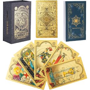 SIOKUY Tarot Cards Deck, Luxury Tarot Card Deck, Splendid Classic Tarot Deck, Durable Waterproof Gold Foil Tarot Decks for Beginners (Rimless Gold) in Kuwait