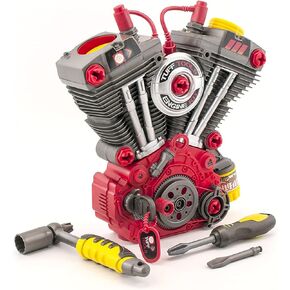 Lanard Tuff Tools: Engine Overhaul - 25 pc Playset, Lights & Sounds, Motorcycle Engine Building Set, Realistic Mechanic Toy, Kids Ages 3+