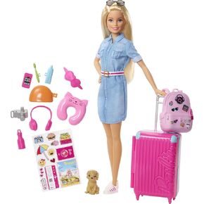 Barbie Dreamhouse Adventures Doll & Accessories, Travel Set with Blonde Fashion Doll, Puppy & 10+ Pieces, Suitcase Opens & Closes in Saudi Arabia