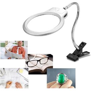 5D Diamond Painting Magnifying Tools, 4X & 6X Magnifier LED Light with Clip and Flexible Neck, 5D Diamond Painting and Cross Stitch Tool Accessory Magnifier Lamp (Use Three Batteries) in Kuwait