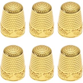 ECSiNG 6PCS Sewing Thimble Finger Protector Metal Finger Shield Fingertip Thimble Sewing Quilting Craft DIY Sewing Tool for Hand Sewing Needlework Embroidery Gold