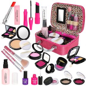 welltop 21 Pcs Kids Makeup Kit for Girls, Girls Play Pretend Makeup Toy Set with Cosmetic Bag, Safe & Non-Toxic, for Kids Play Game Halloween Xmas Birthday Party Age 3+ Year Olds Girls (Not Real) in Kuwait