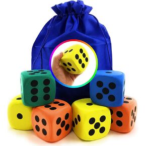 Deluxe Giant 3.15" EVA Foam Dice (Pack of 6) with Bonus Matty's Toy Stop Storage Bag in Saudi Arabia