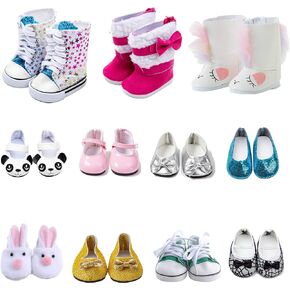 9 ازواج من احذية الدمى تناسب اكسسوارات الدمى الامريكية مقاس 18 انش، احصل 100% على 3 ازواج من احذية الدمى in Kuwait