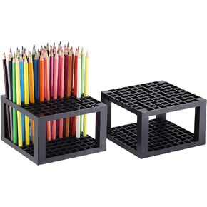 CAXXA 2 PACK 96 Hole Art Plastic Pencil & Brush Holder Desk Stand Organizer Holder for Pens, Paint Brushes, Colored Pencils, Markers (2 Pack) in Kuwait