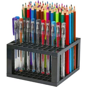 96 Hole Pencil & Brush Holders, 2 Pack Multi Bin Plastic Desk Stand Organizer Holding Rack for Pens, Paint Brushes, Colored Pencils, Gel Pens, Markers and Modeling Tools, Storage & Organizing Crate in Kuwait