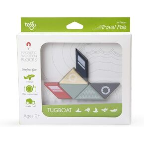 6 Piece Tegu Travel Pal Magnetic Wooden Block Set, Jet Plane
