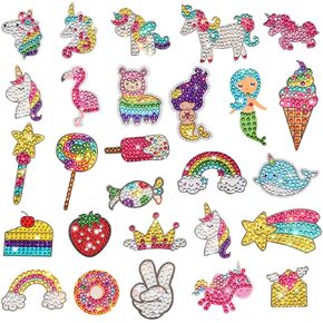 NICOWARM 27PCS 5D Big Diamond Painting Sticker Kits for Kids and Adult Beginners, DIY Creative Unicorn Diamond Art and Crafts Sticker, Diamond Painting Sticker for Kid in Kuwait