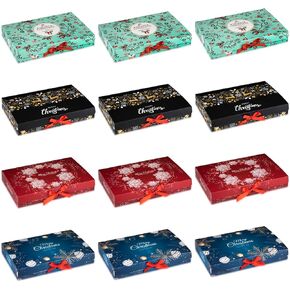 علب هدايا عيد الميلاد من ARTLYMERS مع أغطية، 12 عبوة من صناديق هدايا القمصان وصناديق هدايا عيد الميلاد ذات شريط أحمر للملابس لتغليف الهدايا in Kuwait