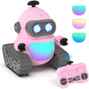 GILOBABY Robot Toys for Girls, Rechargeable Remote Control Robot Toy for Kids, Programmable RC Robots with LED Eyes, Flexible Head & Arms, Dance Moves, Music, Birthday Gifts for Girls Ages 3+ Years