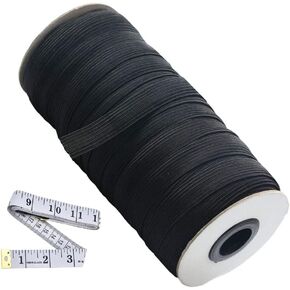 Abbaoww 1/2 Inch 70 Yards Braided Elastic, Springy Stretch Braided Elastic Cord Elastic Band, Black