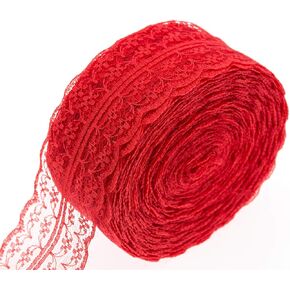 ATRBB 25 ياردة 1-3/4 بوصة شريط من الدانتيل بعرض 1-3/4 بوصة، شريط من نسيج الدانتيل الملون بنمط الأزهار لتغليف الهدايا وديكورات الزفاف (أزرق سماوي) in Kuwait