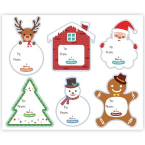 Orlador 102 Pieces Merry Christmas Gift Tags Stickers, 1.75"x2.64" Self-Adhesive Name Tags Stickers to from Christmas Labels Snowmen Xmas Tree Deer Holiday Gift Wrapping Decorations
