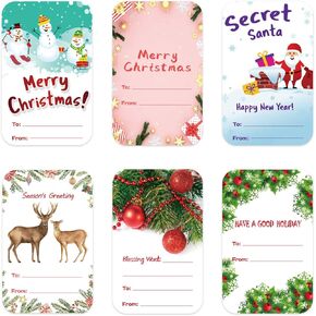 ملصقات علامات هدايا عيد الميلاد، 60 قطعة ذاتية اللصق، ملصقات عيد الميلاد من وإلى الملصقات، ملصقات هدايا عيد الميلاد لحزمة مغلفات الصناديق والحقائب، 2 × 3 بوصة in Kuwait