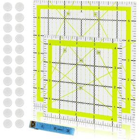 Quilting Rulers, 2 pcs Acrylic Quilting Templates, Square Quilting Rulers and Templates, Fabric Ruler, Sewing Rulers and Guides for Fabric, Square Rulers 4.5''/6'', with Anti-Slip Grips