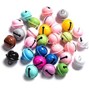 100pcs Colorful Jingle Bells for Crafts,iKammo 12mm Small Bells DIY Bells Christmas Crafts for DIY Bracelet Anklets Necklace Knitting/Jewelry Making (Colorful, 12mm)