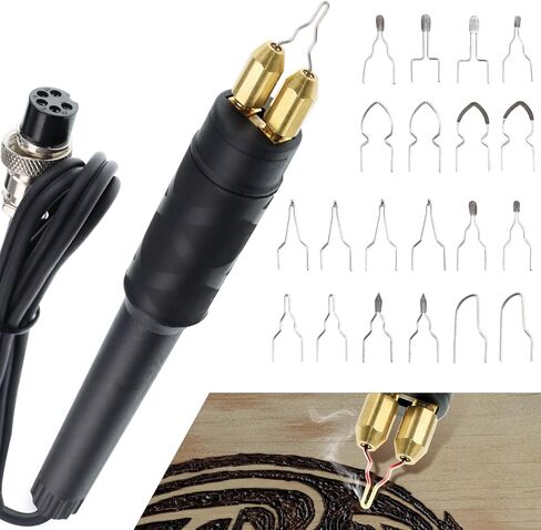 TEKCHIC 60W Professional Wood Burning Kit Single Detailer Wood Burner with 20 Wire Nibs Tipls Including Ball Tips in Kuwait
