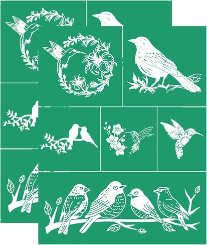 JAJADO 8Pcs Animal Stencils, Self Adhesive Silk Screen Stencils Farmhouse Animal Farm Life Silk Screen Printing DIY Stencils for Painting on Wood, T-Shirt, Chalkboard, Wall, Canvas, Home Decor in Saudi Arabia