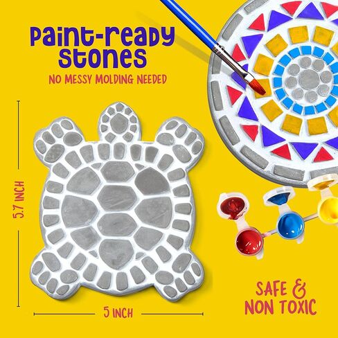 Stepping Stone Painting Kit for Kids - Paint 5 Garden Stones - Arts and Crafts for Boys & Girls Ages 4-12 - Gifts for Kid, Boy, Girl Age 4, 5, 6, 7, 8, 9, 10 + Year Old - Birthday Craft Gift Ideas in Kuwait