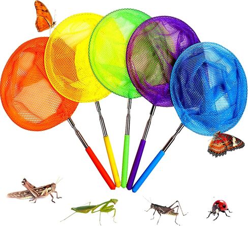 Kids Telescopic Butterfly Fishing Nets for Kids Catching Insect Net Outdoor Tools for Catching Bugs Fish Insect Ladybird, Extendable 34 Inches and Anti Slip Grip in Kuwait