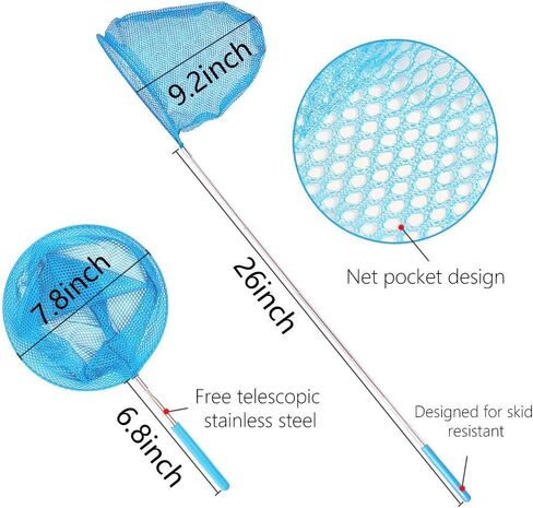 Kids Telescopic Butterfly Fishing Nets for Kids Catching Insect Net Outdoor Tools for Catching Bugs Fish Insect Ladybird, Extendable 34 Inches and Anti Slip Grip in Kuwait