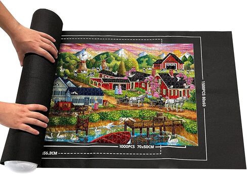 Collectix Premium Felt Puzzle Mat Roll Up for Small Puzzles - Non-Slip and Beautifully Soft - Jigsaw Storage for up to 500 Pieces - Portable Saver, Keeper and Holder in Saudi Arabia