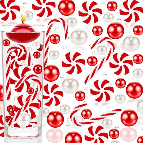 Tepoobea 6107Pcs Christmas Vase Filler, Vase Filler Floating Pearls for Vases Christmas Decorations Vase Filler Water Gels Beads for Christmas Home Table Party Décor in Kuwait