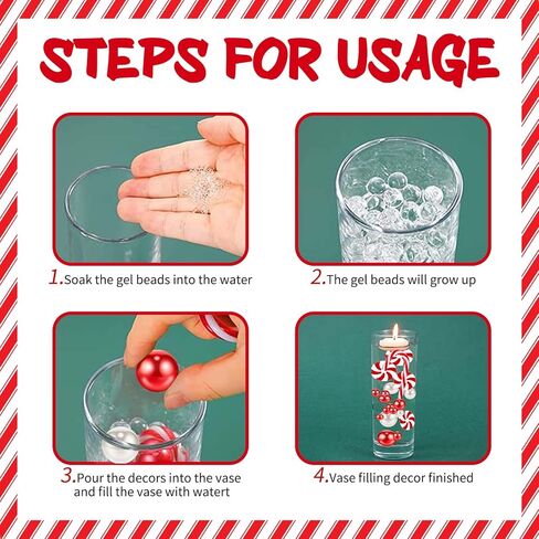 Tepoobea 6107Pcs Christmas Vase Filler, Vase Filler Floating Pearls for Vases Christmas Decorations Vase Filler Water Gels Beads for Christmas Home Table Party Décor in Kuwait