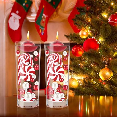 Tepoobea 6107Pcs Christmas Vase Filler, Vase Filler Floating Pearls for Vases Christmas Decorations Vase Filler Water Gels Beads for Christmas Home Table Party Décor in Kuwait