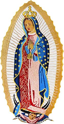 هاريني - رقع مطرزة بتصميم مريم العذراء مريم العذراء ماي ليدي اوف غوادالوبي، رقعة مطرزة على القمصان والحقائب وايقونة هاراجوكو للخياطة عليها. in Kuwait