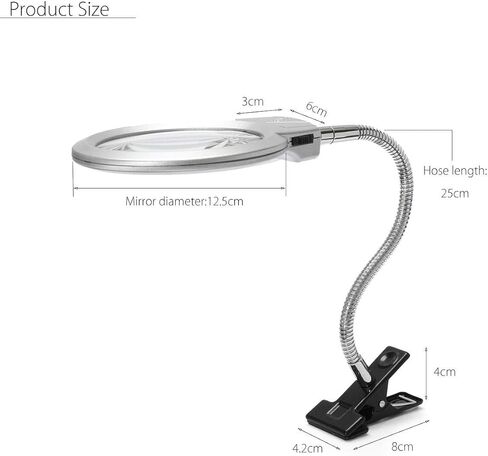 أدوات مكبرة بطلاء ماسي 5D، مصباح LED مكبر 4X و6X مع مشبك وعنق مرن، طلاء ماسي 5D ومصباح مكبر أدوات خياطة متقاطعة (استخدم ثلاث بطاريات) in Kuwait