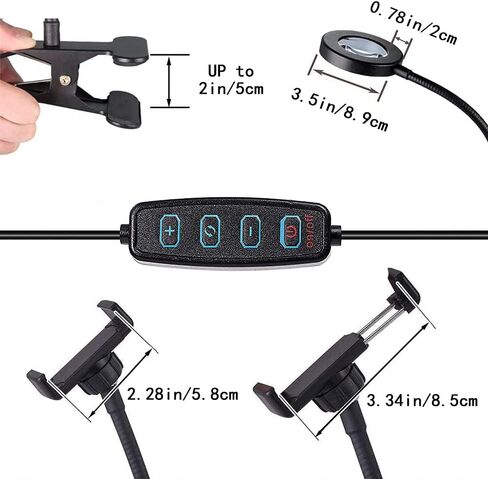 عدسة مكبرة مع ضوء، حلقة ضوء سيلفي مع حامل للهاتف الخلوي، ادوات مكبرة للرسم الماسي خماسي الابعاد، مصباح قراءة بمشبك على ضوء LED، مصباح مكتب بعدسة مكبرة 4 اضعاف in Kuwait
